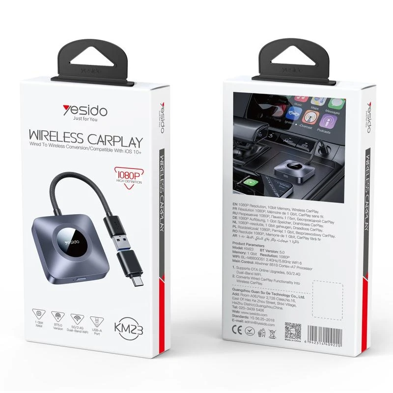 Langaton Carplay-sovitin Yesido KM23 Apple iPhone -sarjalle