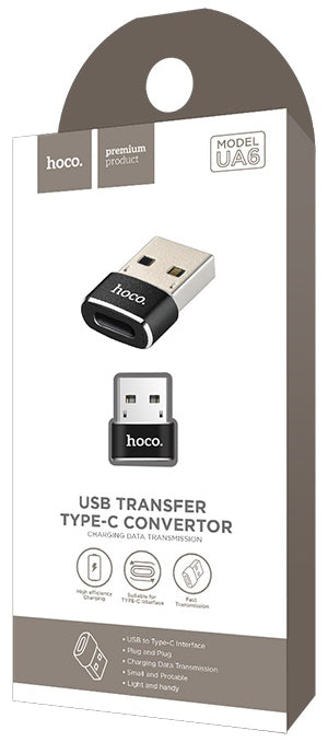 Tieto- ja lataussovitin USB-C - USB-A HOCO UA6, musta