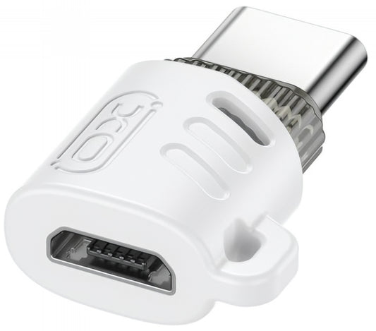 MicroUSB - USB-C -datan ja latauksen adapteri XO Design NB256G, Valkoinen