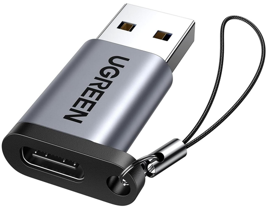 USB-C - USB-A UGREEN US276 -tiedonsiirto- ja latausadapteri, Harmaa