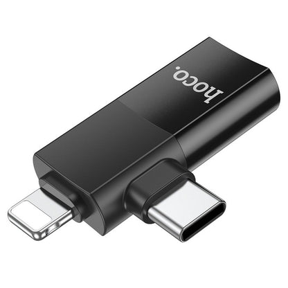 OTG-sovitin USB-C / Lightning - USB-A HOCO UA17, Musta