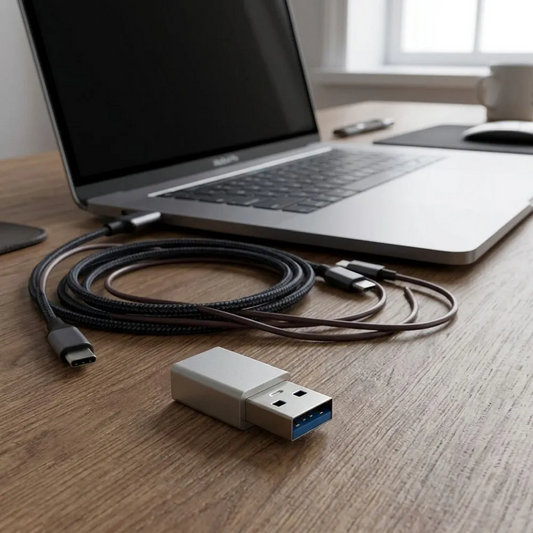 USB-C - USB-A Blue Star Tiedonsiirto- ja Lataussovitin, Valkoinen
