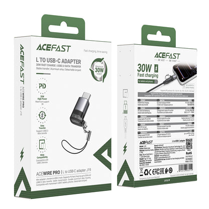 Data- ja latausadapteri Lightning - USB-C Acefast J19, Harmaa