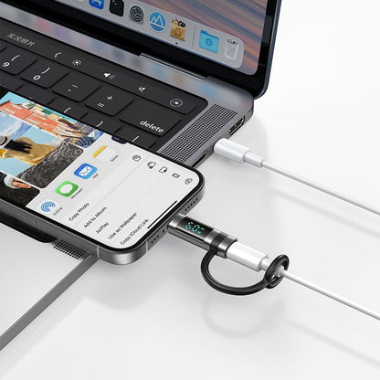 Lightning - USB-C McDodo OT-0180 Pigeon Display -data- ja latausadapteri, Musta