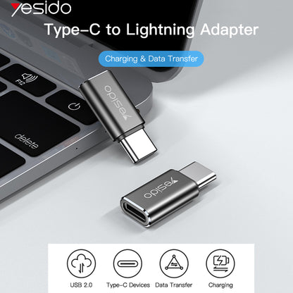 Adaptori Tiedot ja Lataus Lightning - USB-C Yesido GS22, Harmaa