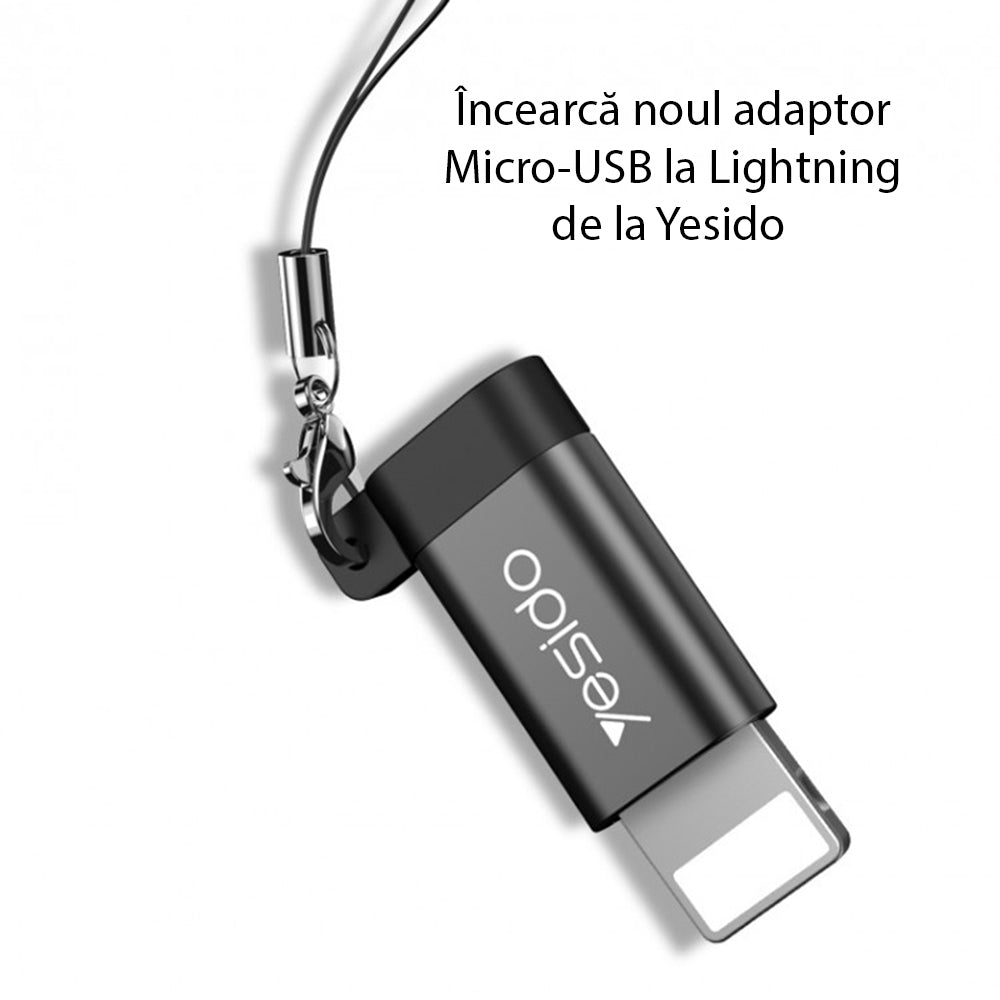 MicroUSB - Lightning Yesido GS05 -datasiirtolaite ja laturi, Musta