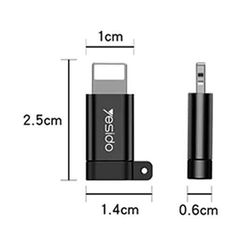 MicroUSB - Lightning Yesido GS05 -datasiirtolaite ja laturi, Musta