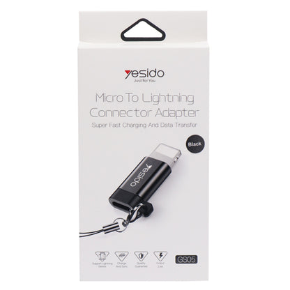 MicroUSB - Lightning Yesido GS05 -datasiirtolaite ja laturi, Musta
