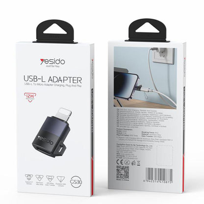 MicroUSB - Lightning Yesido GS30 -sovitin, harmaa