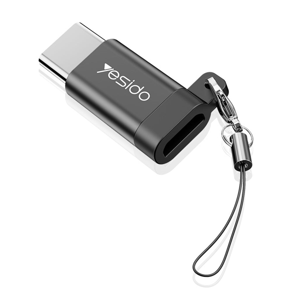 MicroUSB - USB-C -datasiirtolaite ja laturi Yesido GS04, Musta