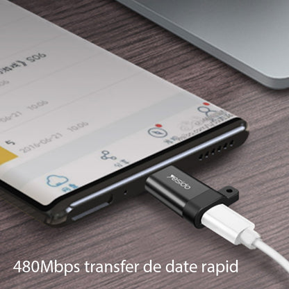 MicroUSB - USB-C -datasiirtolaite ja laturi Yesido GS04, Musta