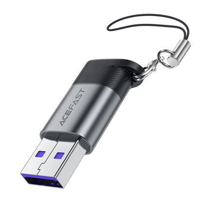 USB-C - USB-A Acefast J8 -tiedonsiirto- ja latausadapteri, Harmaa