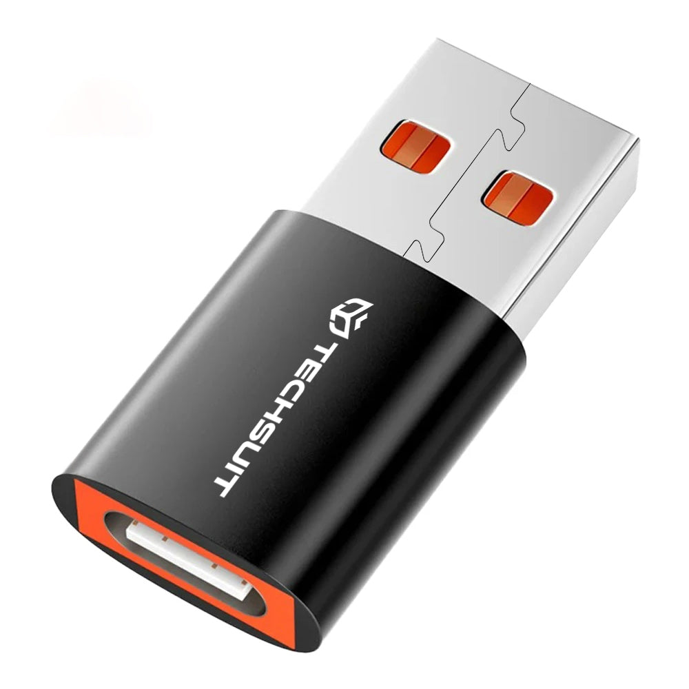 USB-C - USB-A -tiedonsiirto- ja latausadapteri Techsuit A5 HyperPort, Musta Oranssi