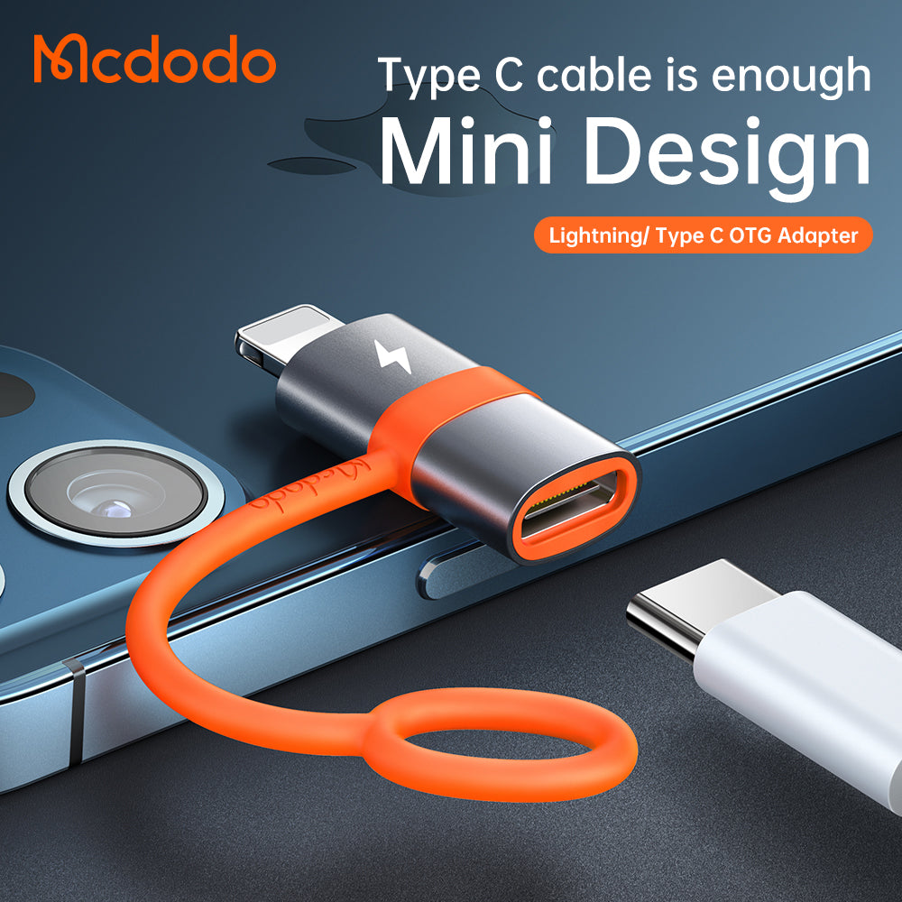USB-C - Lightning McDodo OT-0510 -datan ja latauksen sovitin, Harmaa