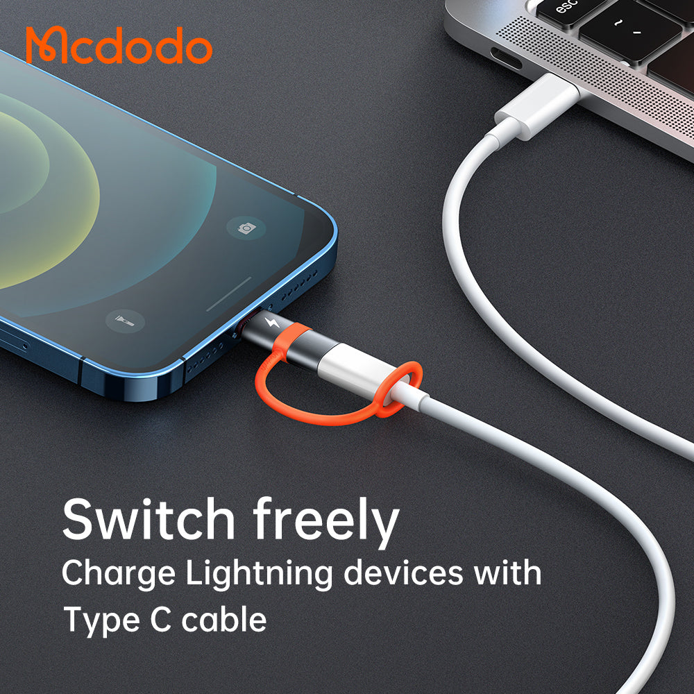 USB-C - Lightning McDodo OT-0510 -datan ja latauksen sovitin, Harmaa