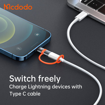 USB-C - Lightning McDodo OT-0510 -datan ja latauksen sovitin, Harmaa