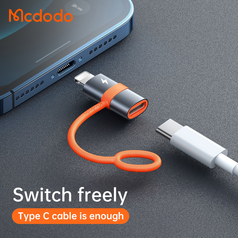 USB-C - Lightning McDodo OT-0510 -datan ja latauksen sovitin, Harmaa