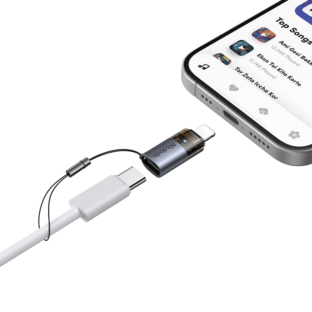 USB-C - Lightning McDodo OT-7630 -datan ja latauksen sovitin, Musta