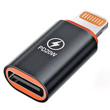 USB-C - Lightning Techsuit A3 HyperPort -tiedonsiirto- ja latausadapteri, Musta Oranssi