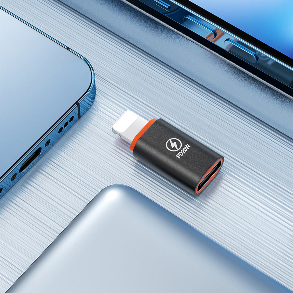 USB-C - Lightning Techsuit A3 HyperPort -tiedonsiirto- ja latausadapteri, Musta Oranssi