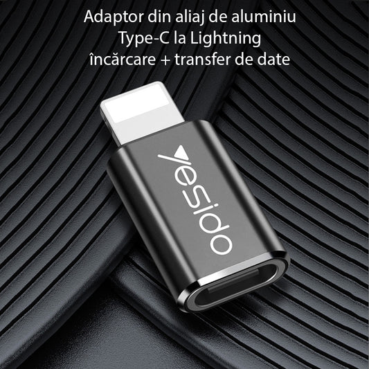 USB-C - Lightning Yesido GS03 -datasiirtolaite ja laturi, Musta