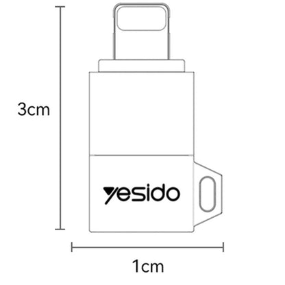 USB-C - Lightning Yesido GS27 -tiedonsiirto- ja latausadapteri, Harmaa