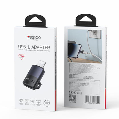USB-C - Lightning Yesido GS27 -tiedonsiirto- ja latausadapteri, Harmaa