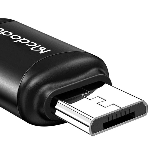 USB-C - microUSB McDodo OT-7690 -datasiirtymis- ja latausadapteri, Musta