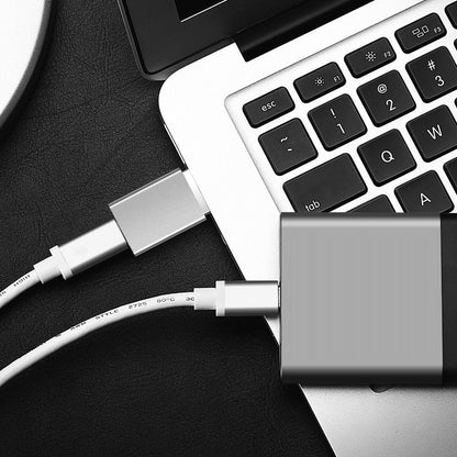 USB-C - USB-A Fixed, harmaa data- ja latausadapteri