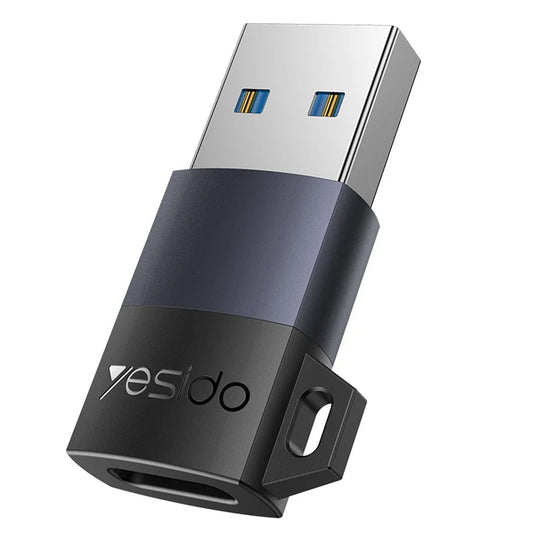 USB-C - USB-A Yesido GS34 -tiedonsiirto- ja latausadapteri, Harmaa