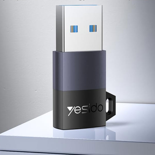 USB-C - USB-A Yesido GS34 -tiedonsiirto- ja latausadapteri, Harmaa