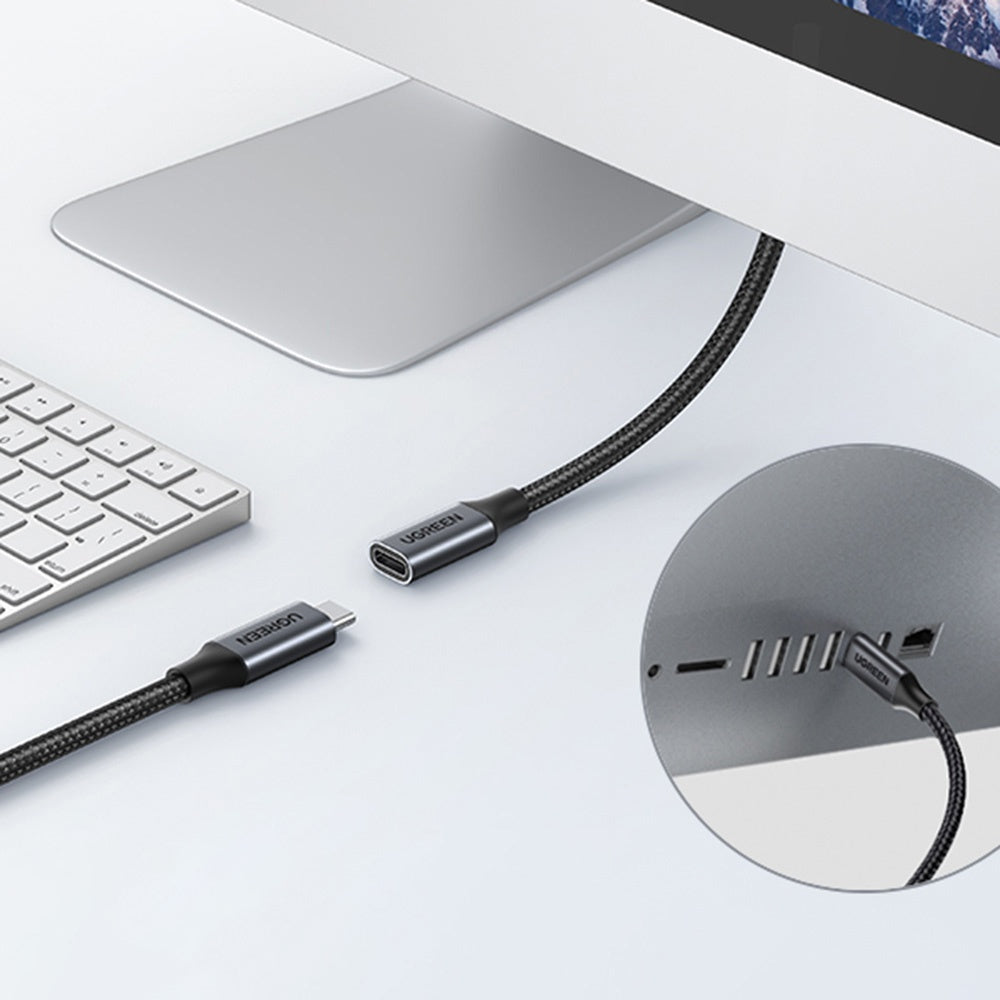 UGREEN US372 (45191) USB-C jatkokaapeli, 1m, Musta