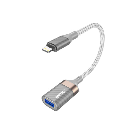 OTG Lightning - USB-A BWOO BZ70 -sovitin, Harmaa