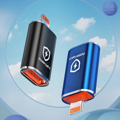 OTG Lightning - USB-A Techsuit A6 HyperPort -sovitin, Musta Oranssi