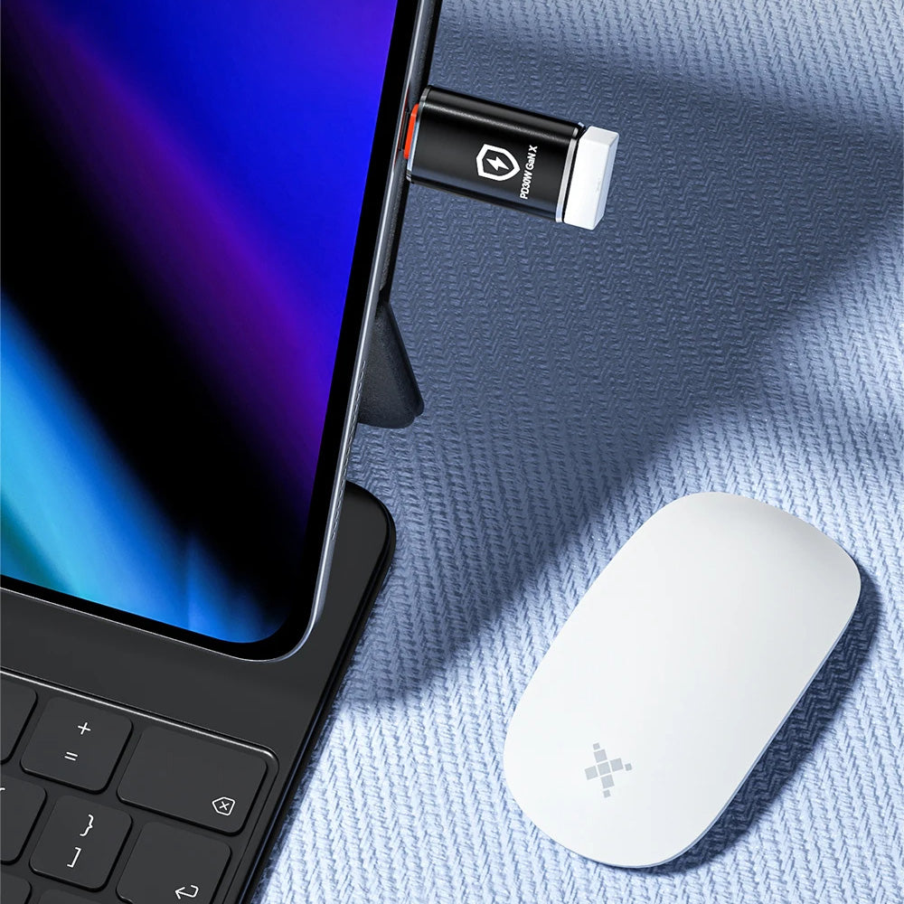 OTG Lightning - USB-A Techsuit A6 HyperPort -sovitin, Musta Oranssi