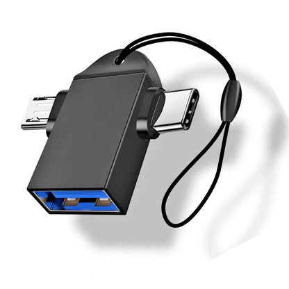 OTG-sovitin microUSB / USB-C - USB-A Techsuit A16 TwoVoltX, Musta