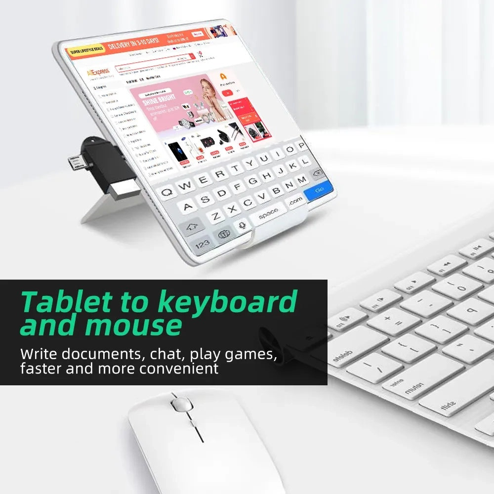 OTG-sovitin microUSB / USB-C - USB-A Techsuit A16 TwoVoltX, Musta