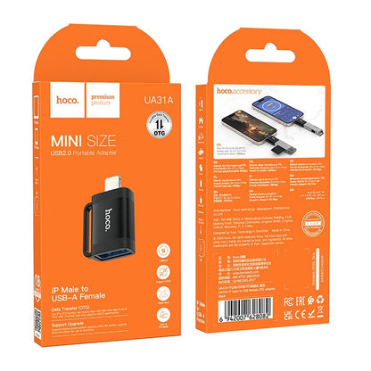 OTG-sovitin Lightning - USB-A HOCO UA31A, Musta