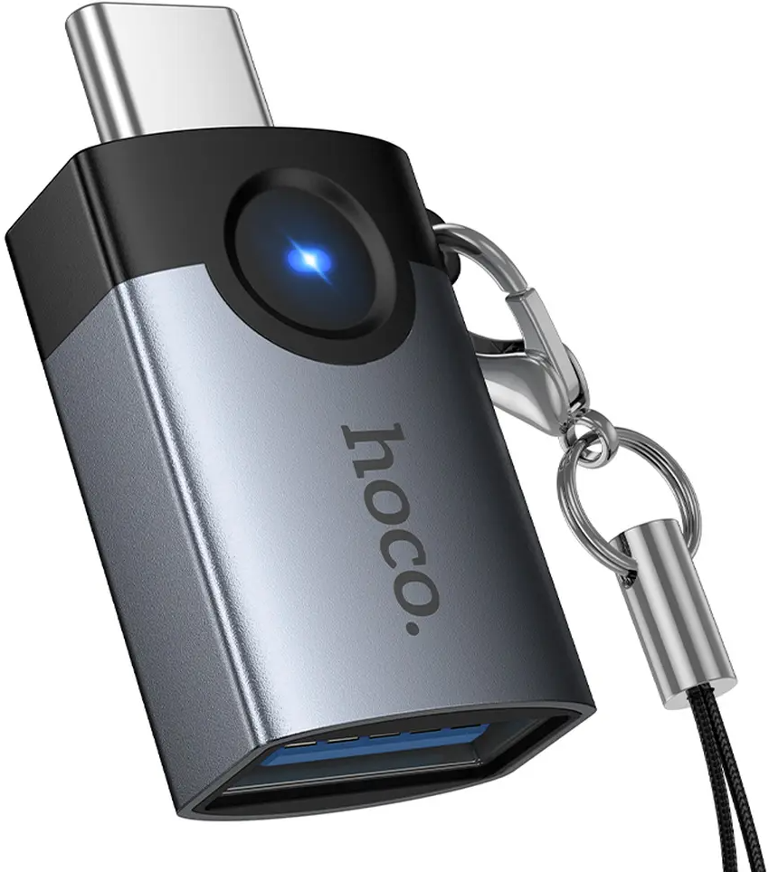 OTG-sovitin USB-C - USB-A HOCO UA46C, Harmaa