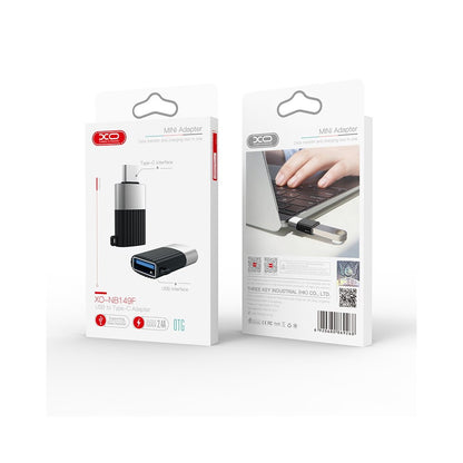 OTG-sovitin USB-A - USB-C XO Design NB149-F, Musta