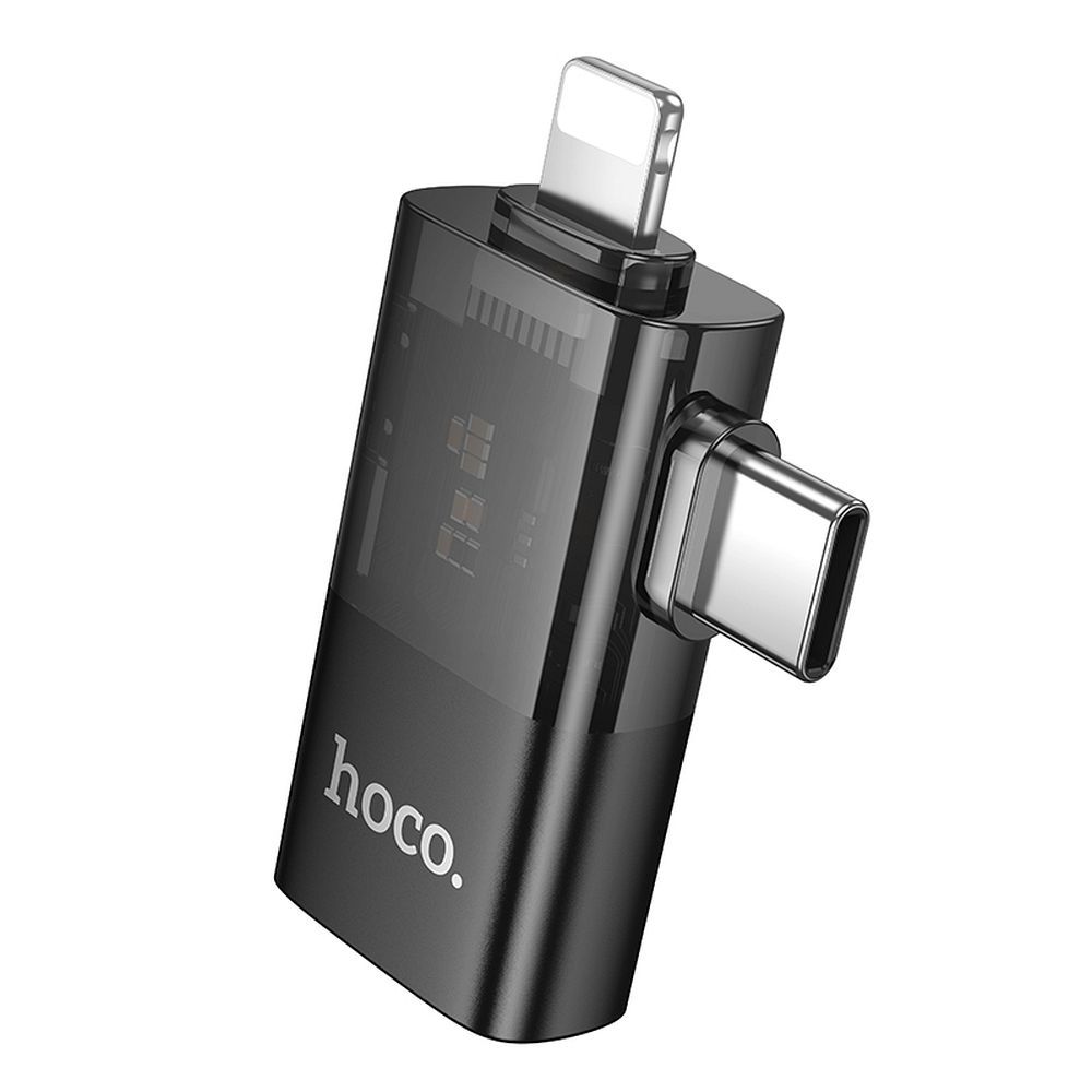 OTG Lightning / USB-C to USB-A Adapter HOCO UA36E, Black