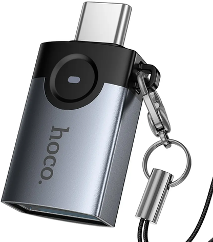 OTG-sovitin USB-C - USB-A HOCO UA46C, Harmaa