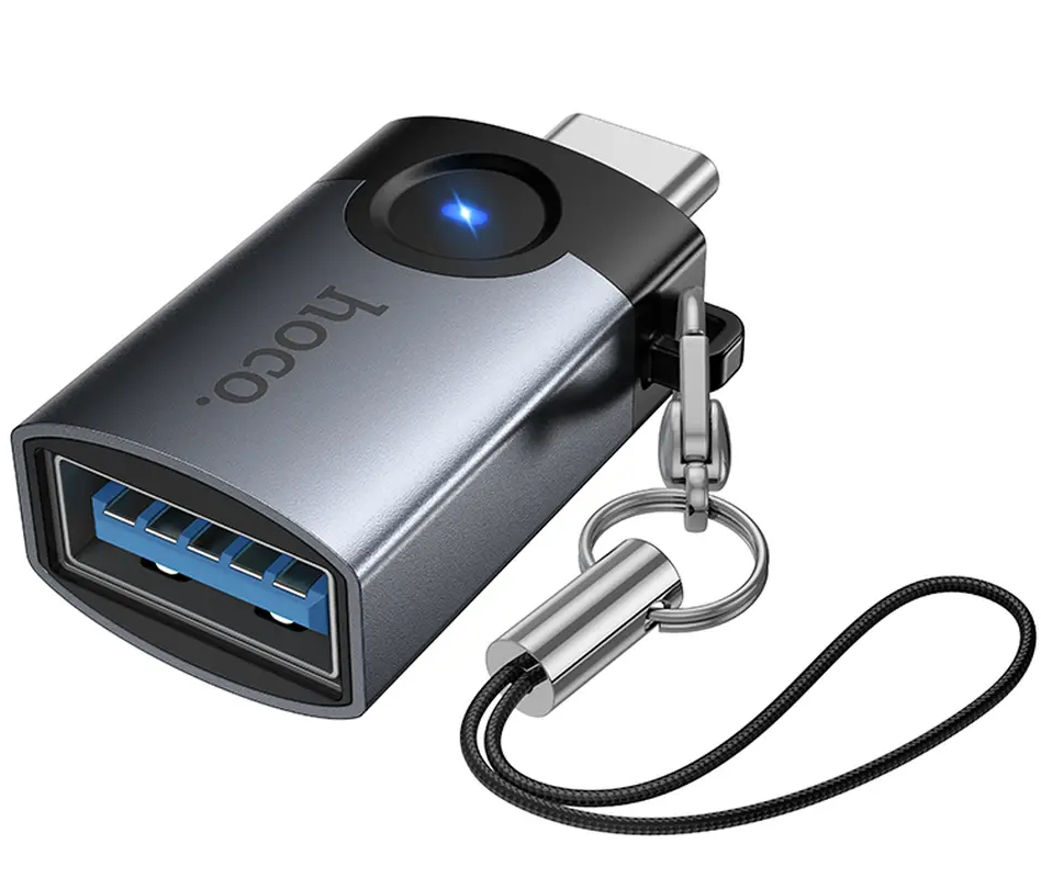 OTG-sovitin USB-C - USB-A HOCO UA46C, Harmaa