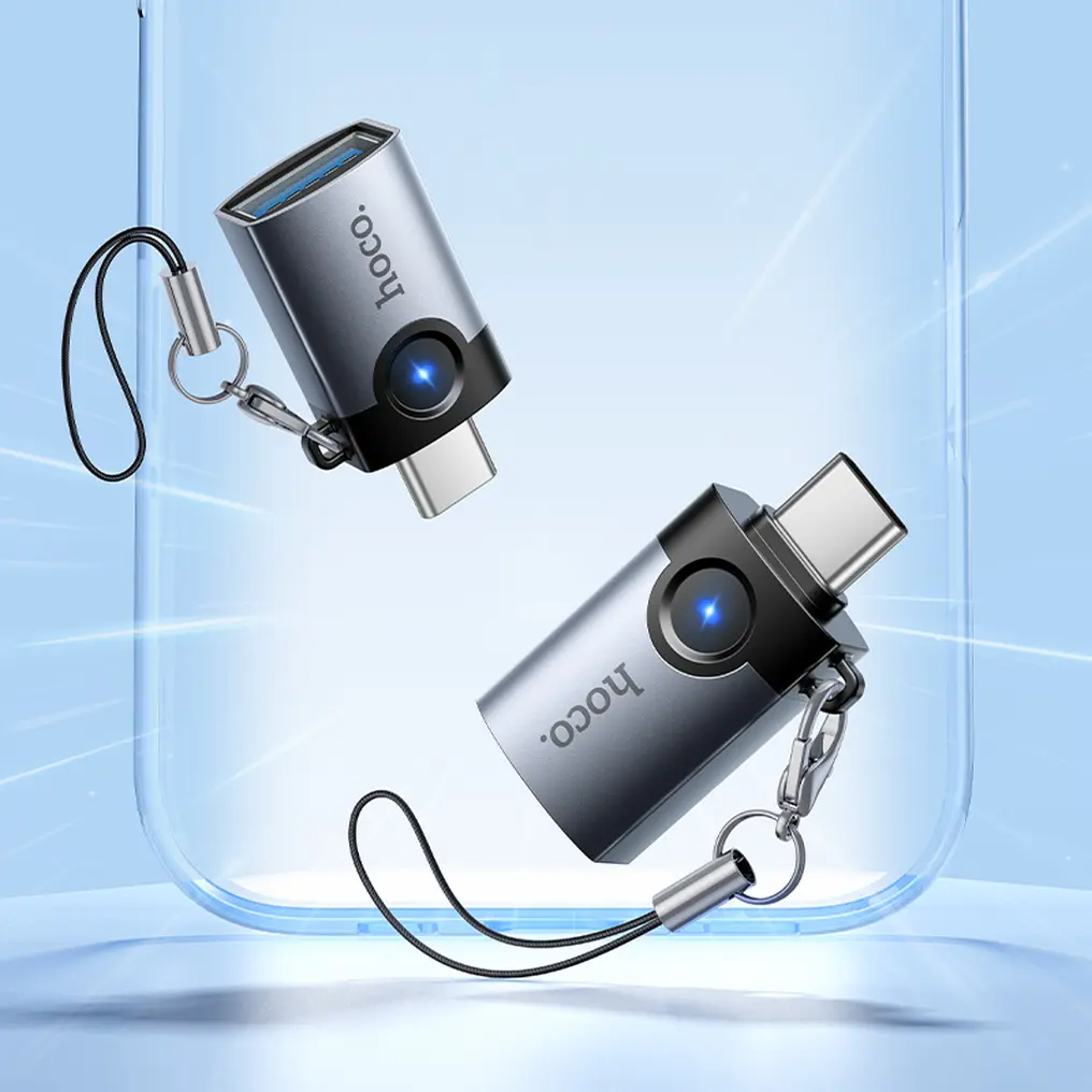 OTG-sovitin USB-C - USB-A HOCO UA46C, Harmaa