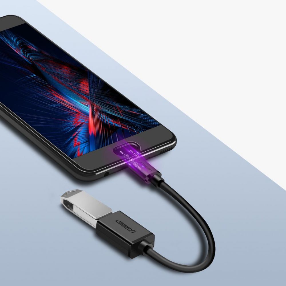 USB-C USB-A OTG-sovitin UGREEN US154, musta 