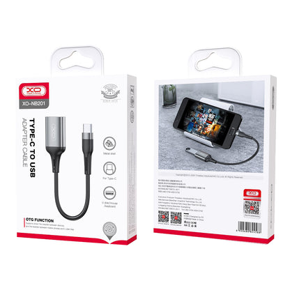OTG-sovitin USB-C - USB-A XO Design NB201, Musta