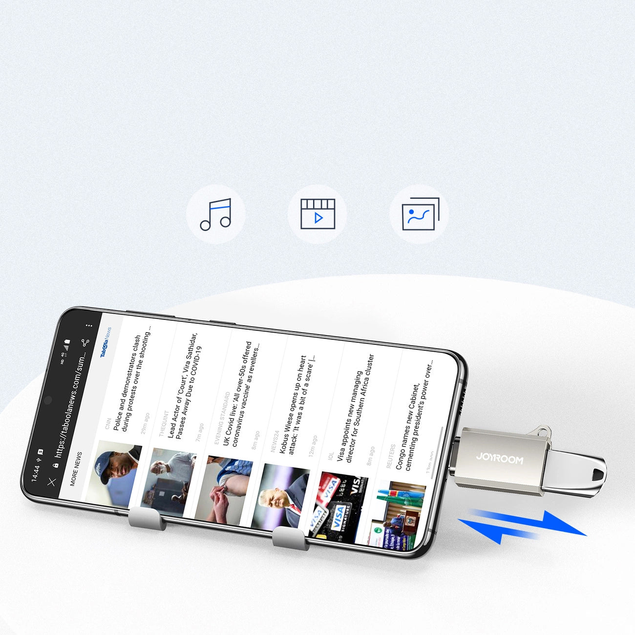 OTG-sovitin USB-C - USB-A Joyroom S-H151, Hopea