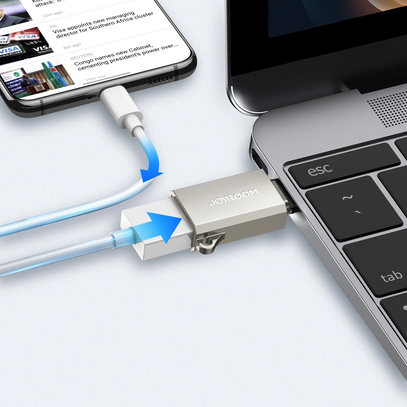 OTG-sovitin USB-C - USB-A Joyroom S-H151, Hopea