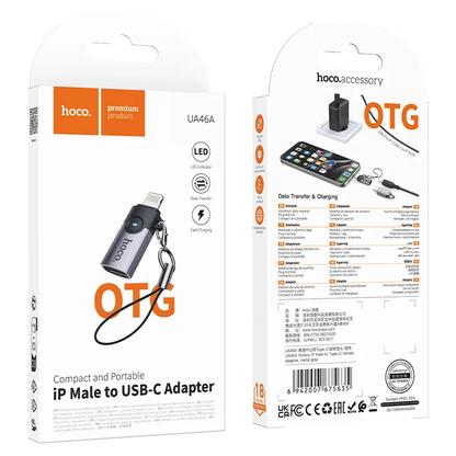 USB-C - Lightning -tietojen ja latauksen sovitin HOCO UA46A, harmaa