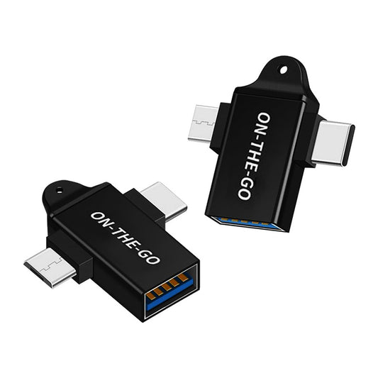 OTG-sovitin microUSB / USB-C - USB-A Techsuit A15 AluCoreX, Musta